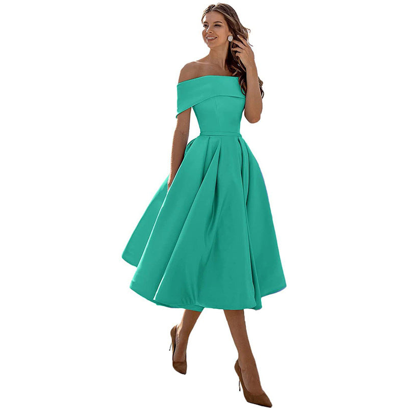 Vestido de Fiesta Sin Tirantes de Satén con Silueta Elegante | Ideal para Verano