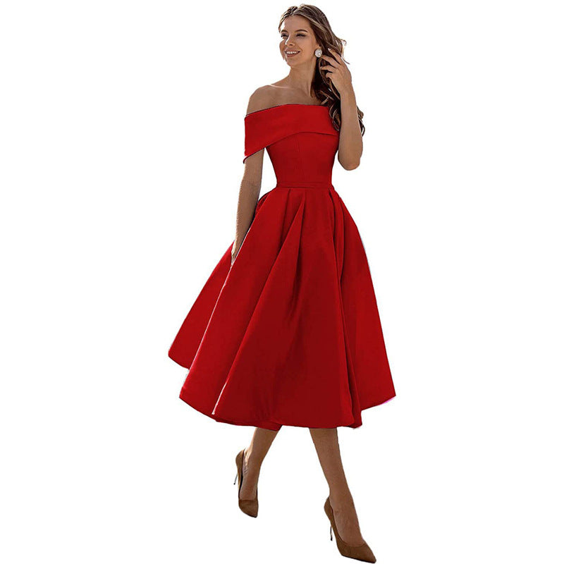 Vestido de Fiesta Sin Tirantes de Satén con Silueta Elegante | Ideal para Verano