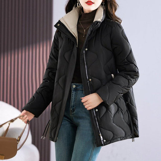 Abrigo Acolchado de Largo Medio con Estampado de Cuadros | Ideal para Invierno