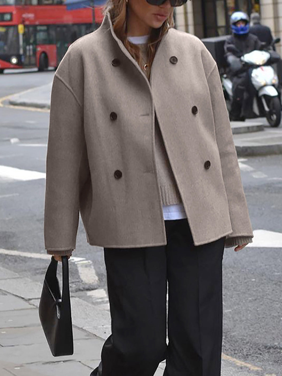 Chaqueta extragrande abotonada con mangas largas y corte holgado | Ideal para primavera y otoño