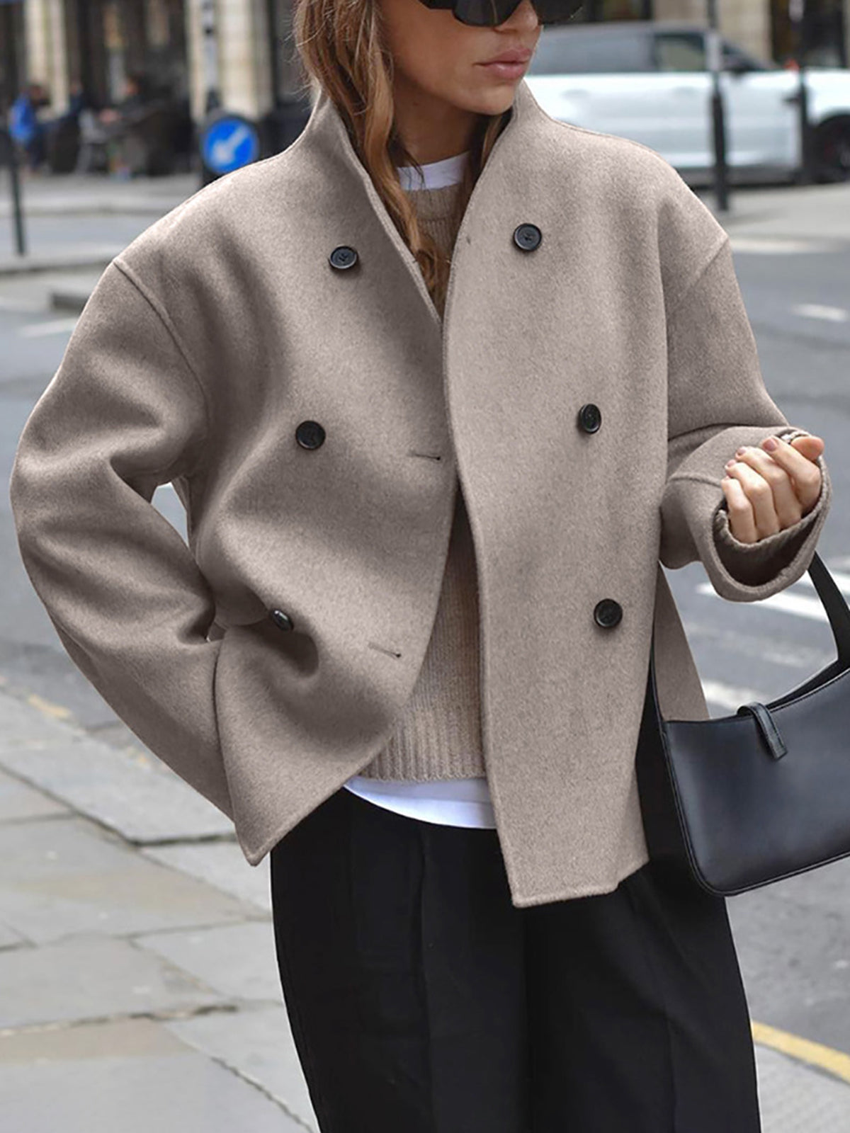 Chaqueta extragrande abotonada con mangas largas y corte holgado | Ideal para primavera y otoño