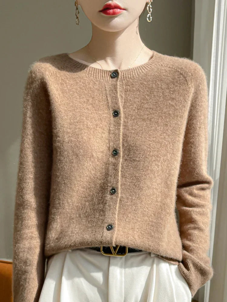 Cárdigan de mezcla de lana tejido I Ideal para otoño e invierno
