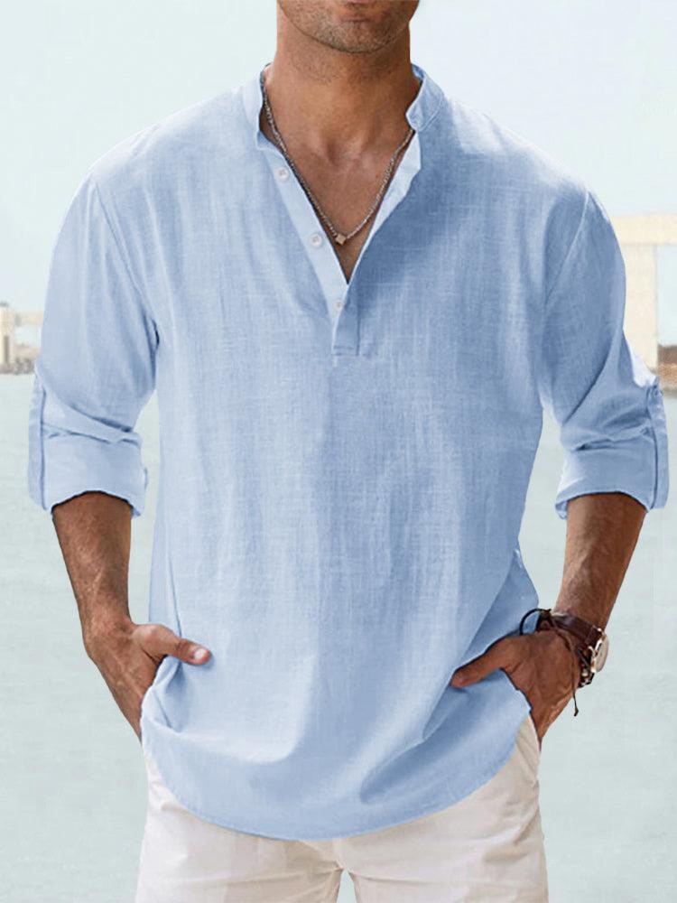 Camisa de Lino Ligera de Hombre con Manga Larga | Ideal para Verano