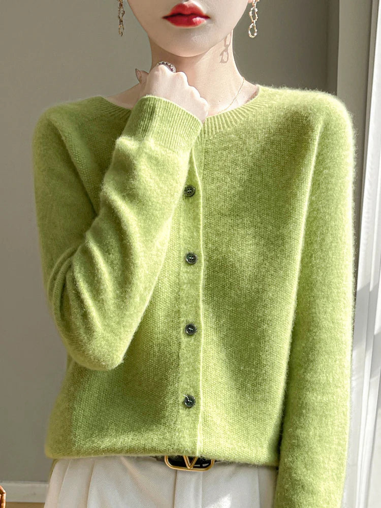 Cárdigan de mezcla de lana tejido I Ideal para otoño e invierno