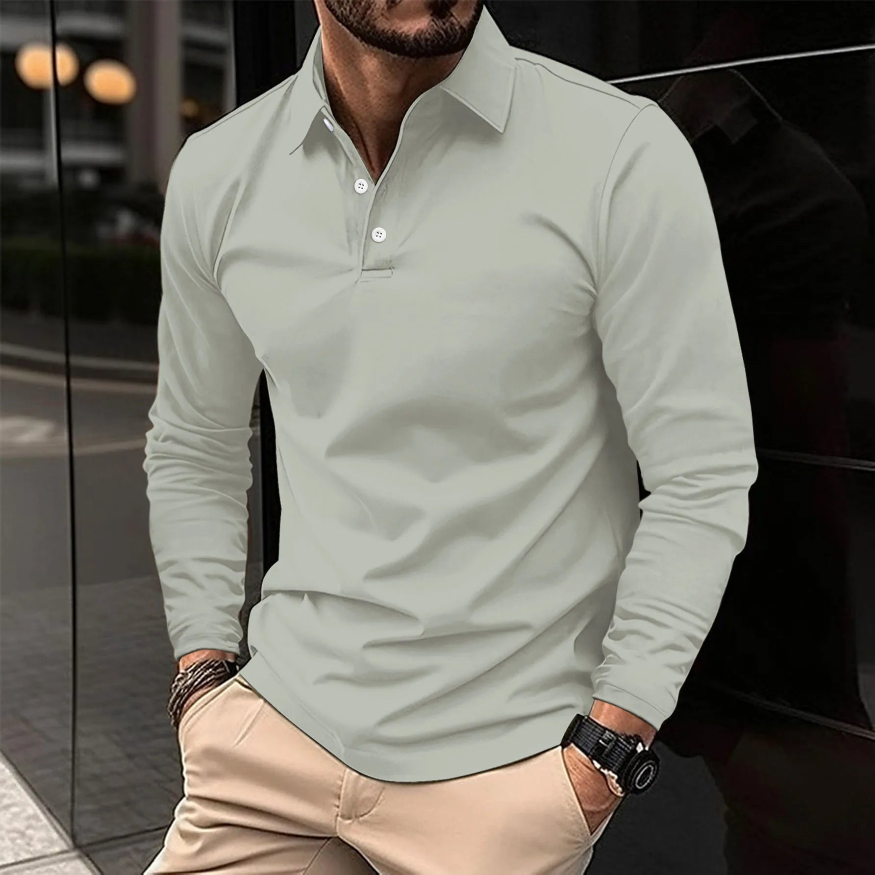Camisa Polo de Hombre de Corte Slim con Manga Larga | Ideal para Todas las Estaciones