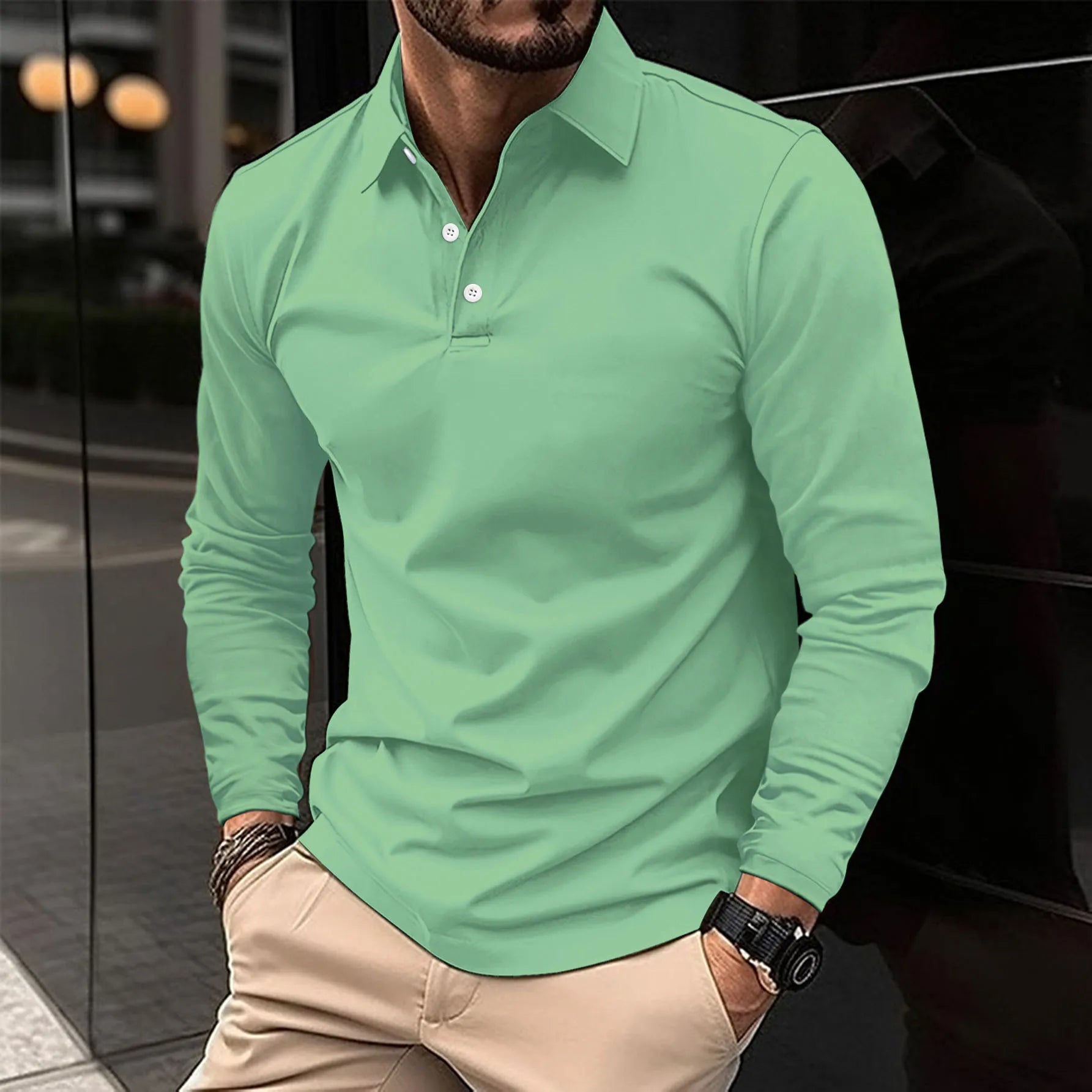 Camisa Polo de Hombre de Corte Slim con Manga Larga | Ideal para Todas las Estaciones