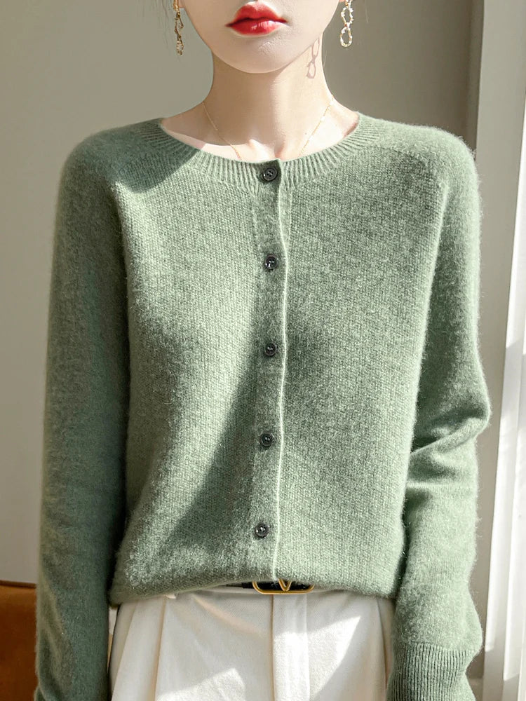 Cárdigan de mezcla de lana tejido I Ideal para otoño e invierno