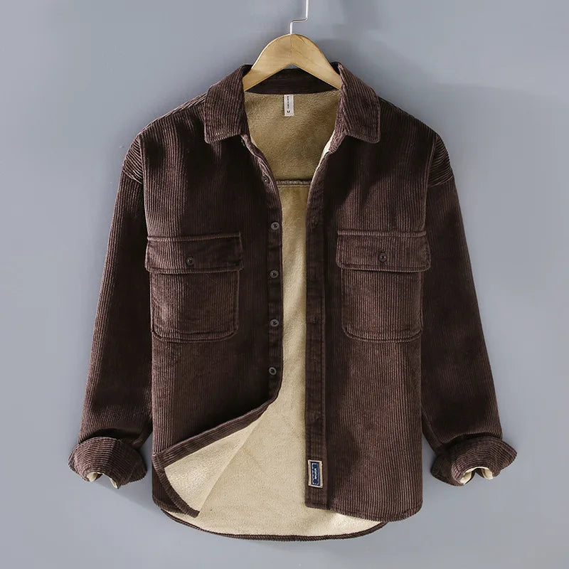 Camisa de Pana Forrada con Bolsillos Funcionales