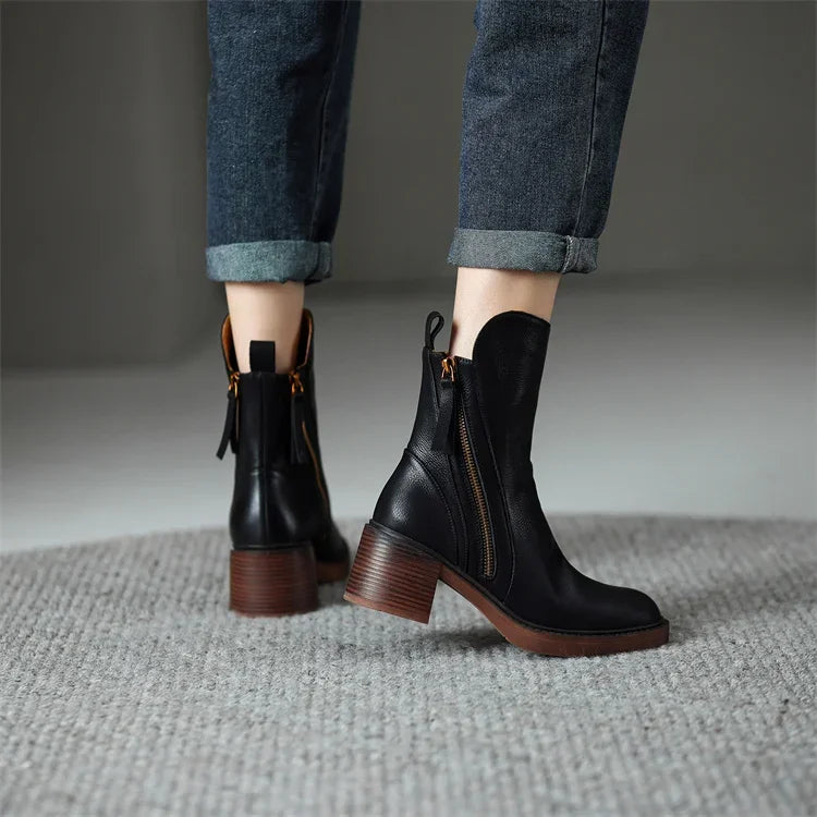 Botines de cuero resistente con plantilla acolchada | Ideal para otoño e invierno
