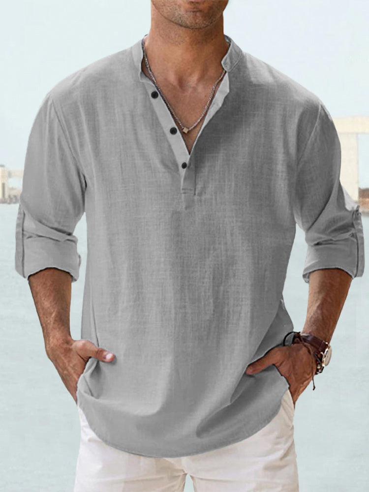 Camisa de Lino Ligera de Hombre con Manga Larga | Ideal para Verano