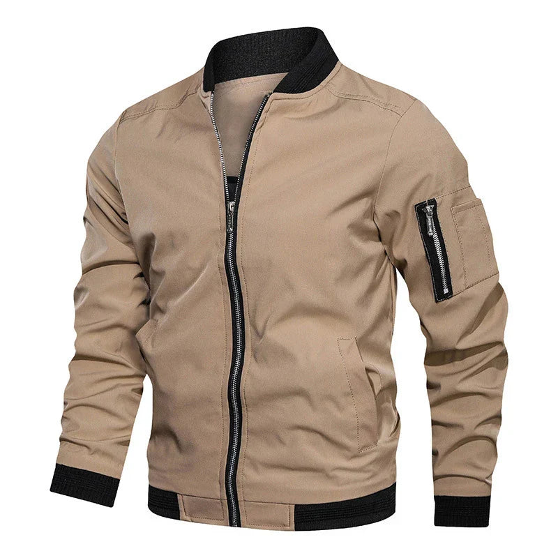 Chaqueta Bomber Ligera con Cremallera y Puños Elásticos para Hombre | Ideal para Primavera y Otoño