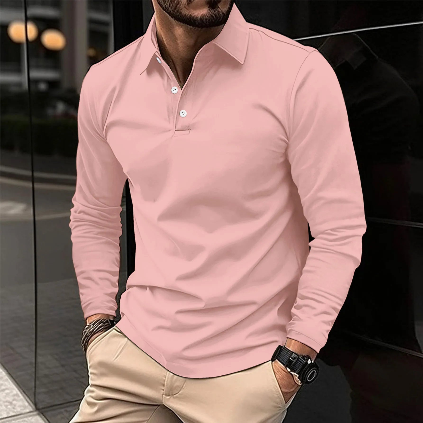 Camisa Polo de Hombre de Corte Slim con Manga Larga | Ideal para Todas las Estaciones