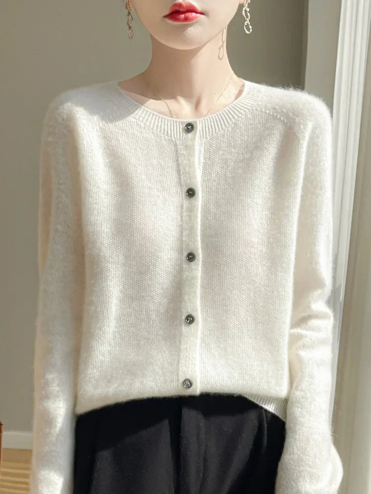 Cárdigan de mezcla de lana tejido I Ideal para otoño e invierno