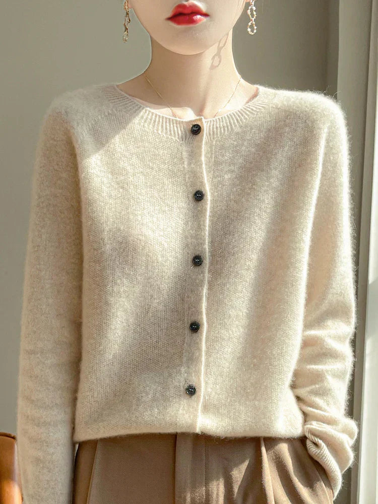 Cárdigan de mezcla de lana tejido I Ideal para otoño e invierno