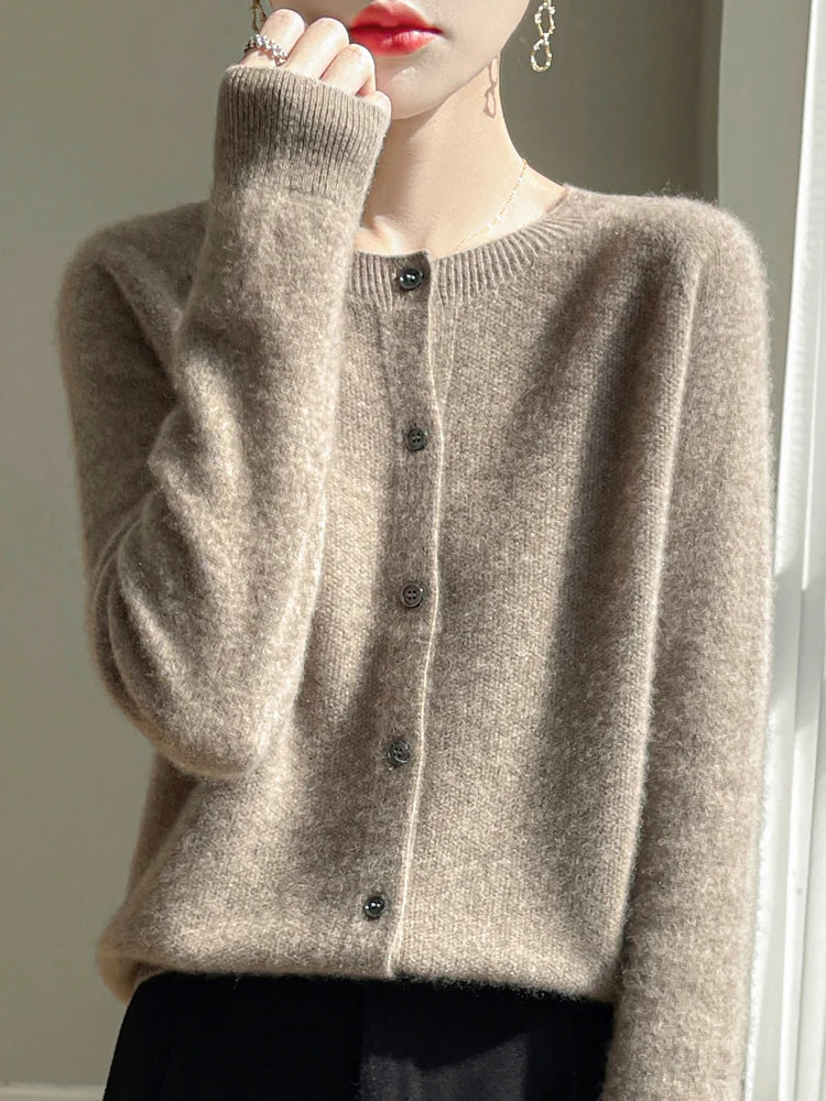 Cárdigan de mezcla de lana tejido I Ideal para otoño e invierno