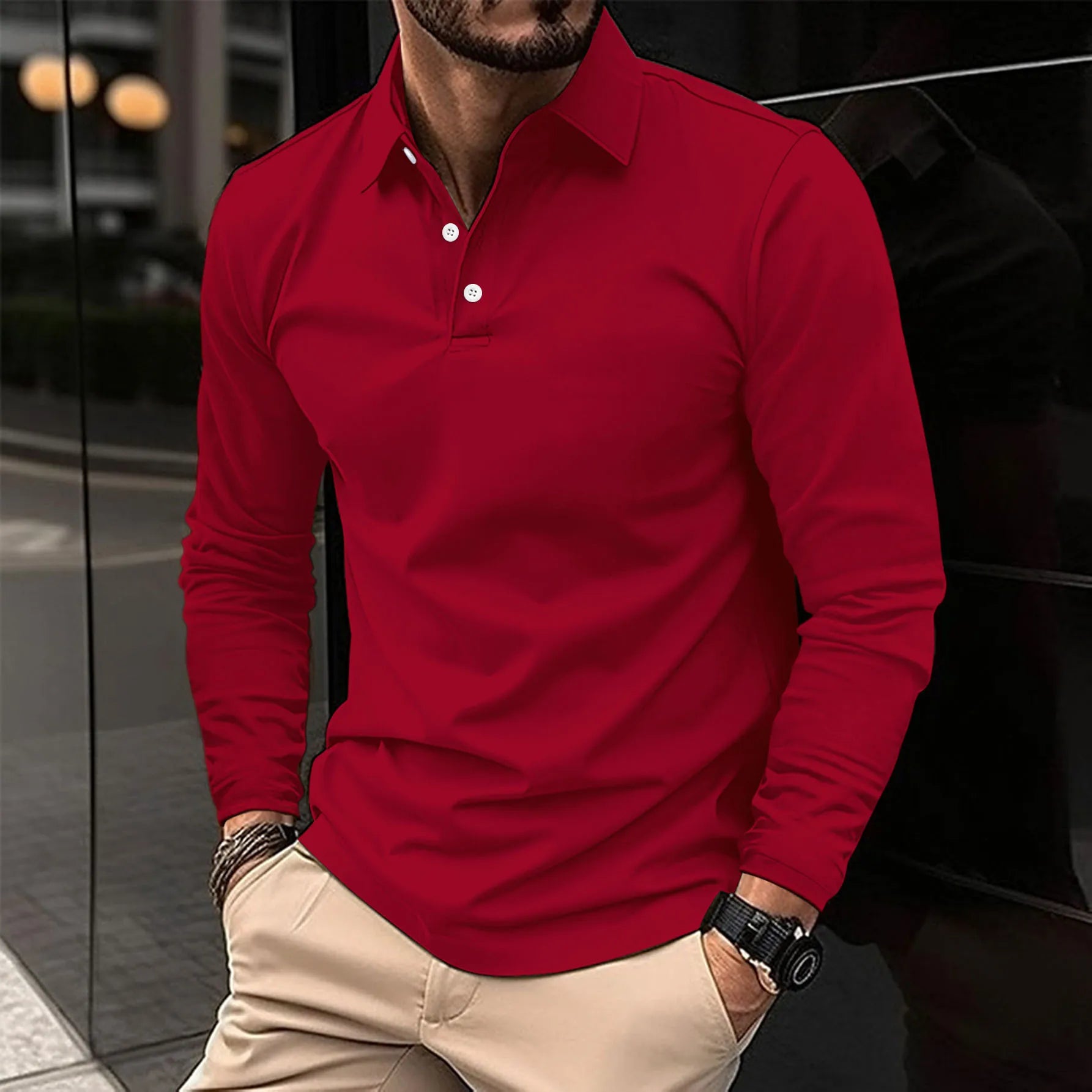 Camisa Polo de Hombre de Corte Slim con Manga Larga | Ideal para Todas las Estaciones