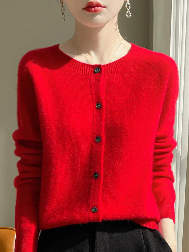 Cárdigan de mezcla de lana tejido I Ideal para otoño e invierno