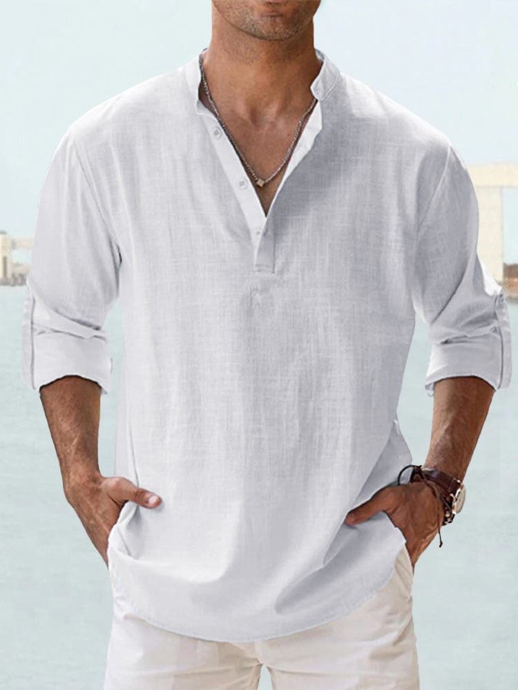 Camisa de Lino Ligera de Hombre con Manga Larga | Ideal para Verano