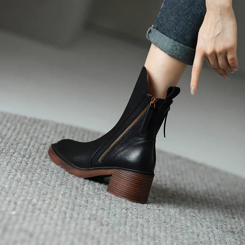 Botines de cuero resistente con plantilla acolchada | Ideal para otoño e invierno