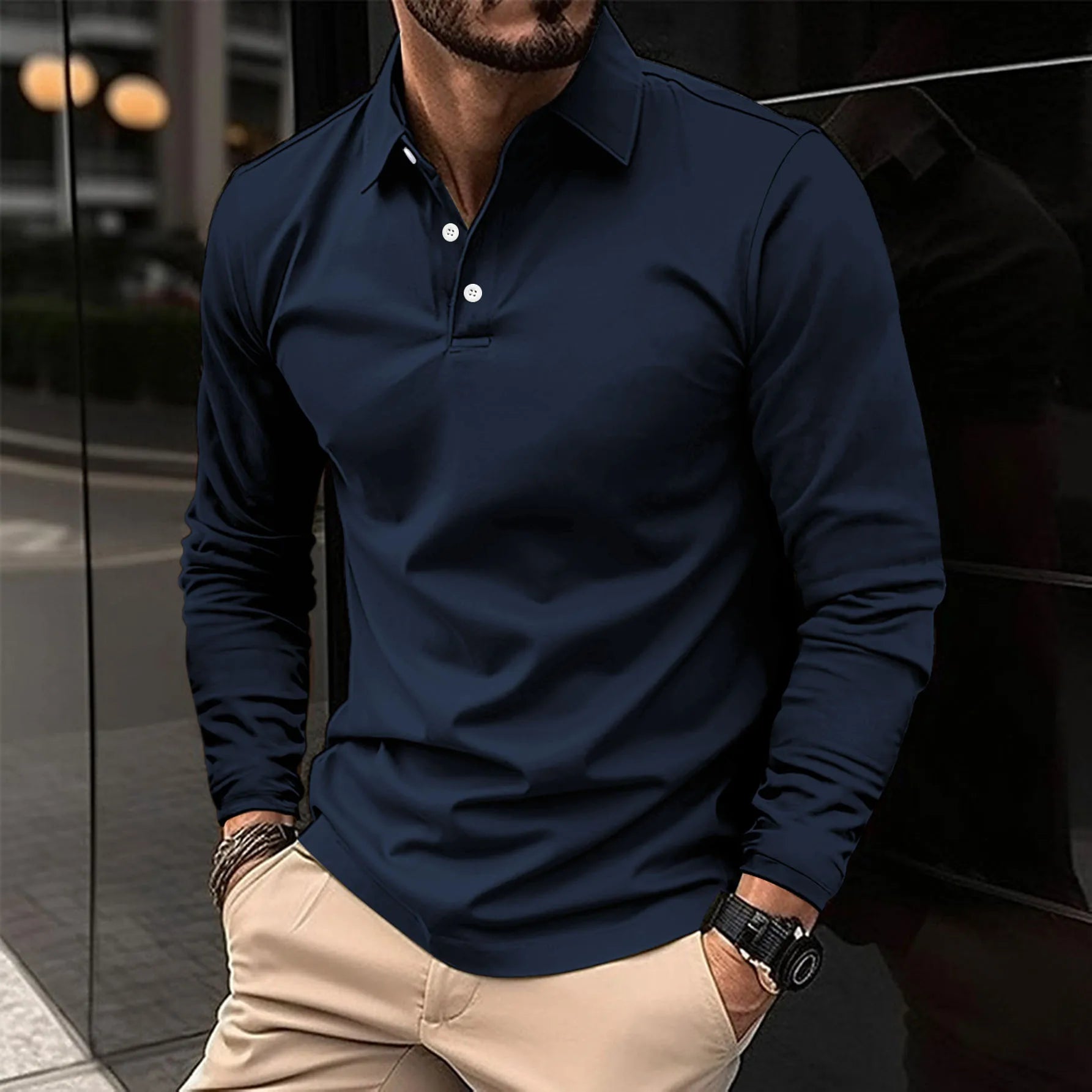 Camisa Polo de Hombre de Corte Slim con Manga Larga | Ideal para Todas las Estaciones