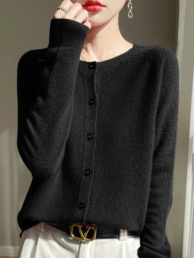 Cárdigan de mezcla de lana tejido I Ideal para otoño e invierno