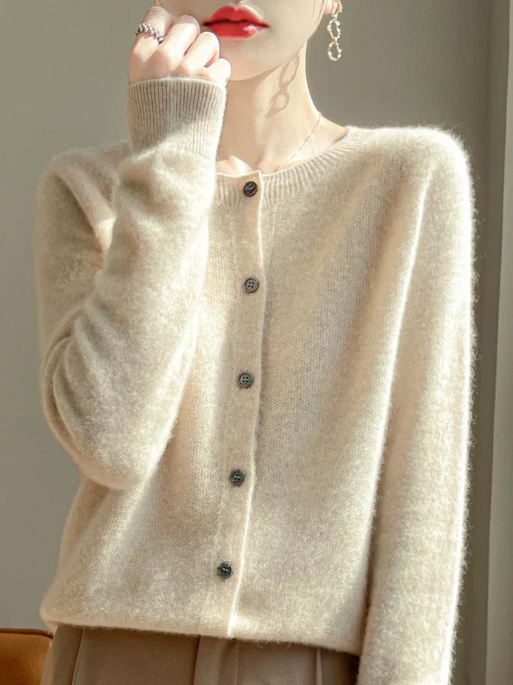 Cárdigan de mezcla de lana tejido I Ideal para otoño e invierno