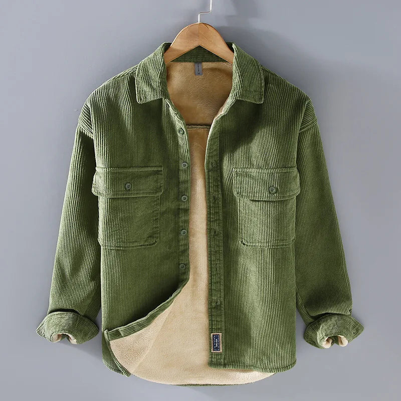 Camisa de Pana Forrada con Bolsillos Funcionales