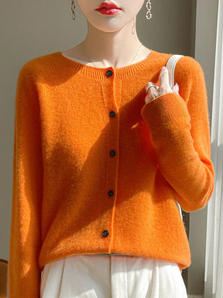 Cárdigan de mezcla de lana tejido I Ideal para otoño e invierno