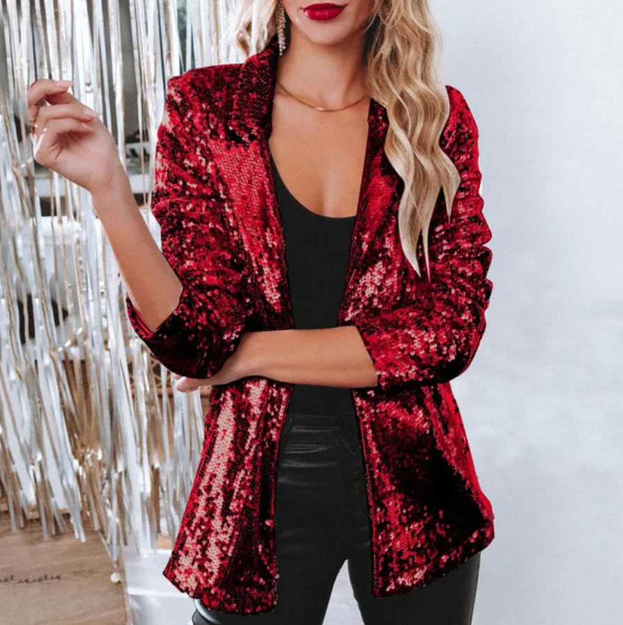 Blazer de Lentejuelas para Mujer con Ajuste Cómodo | Ideal para Otoño e Invierno