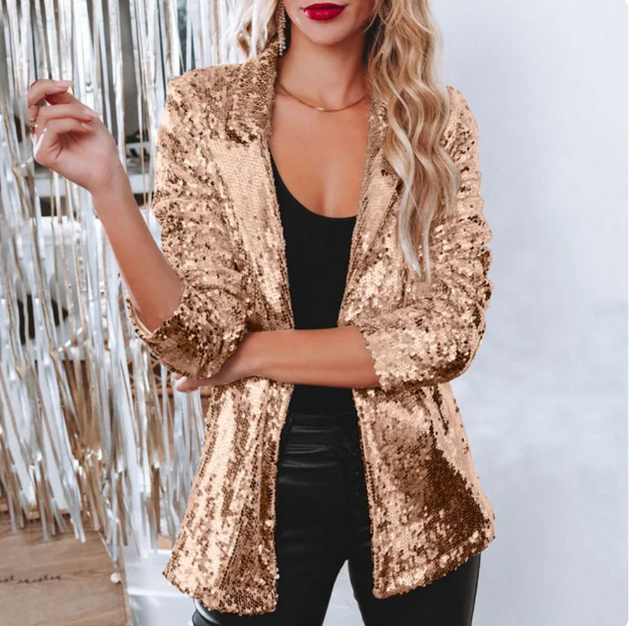 Blazer de Lentejuelas para Mujer con Ajuste Cómodo | Ideal para Otoño e Invierno