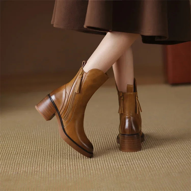 Botines de cuero resistente con plantilla acolchada | Ideal para otoño e invierno