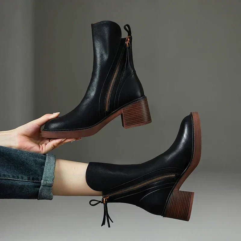 Botines de cuero resistente con plantilla acolchada | Ideal para otoño e invierno