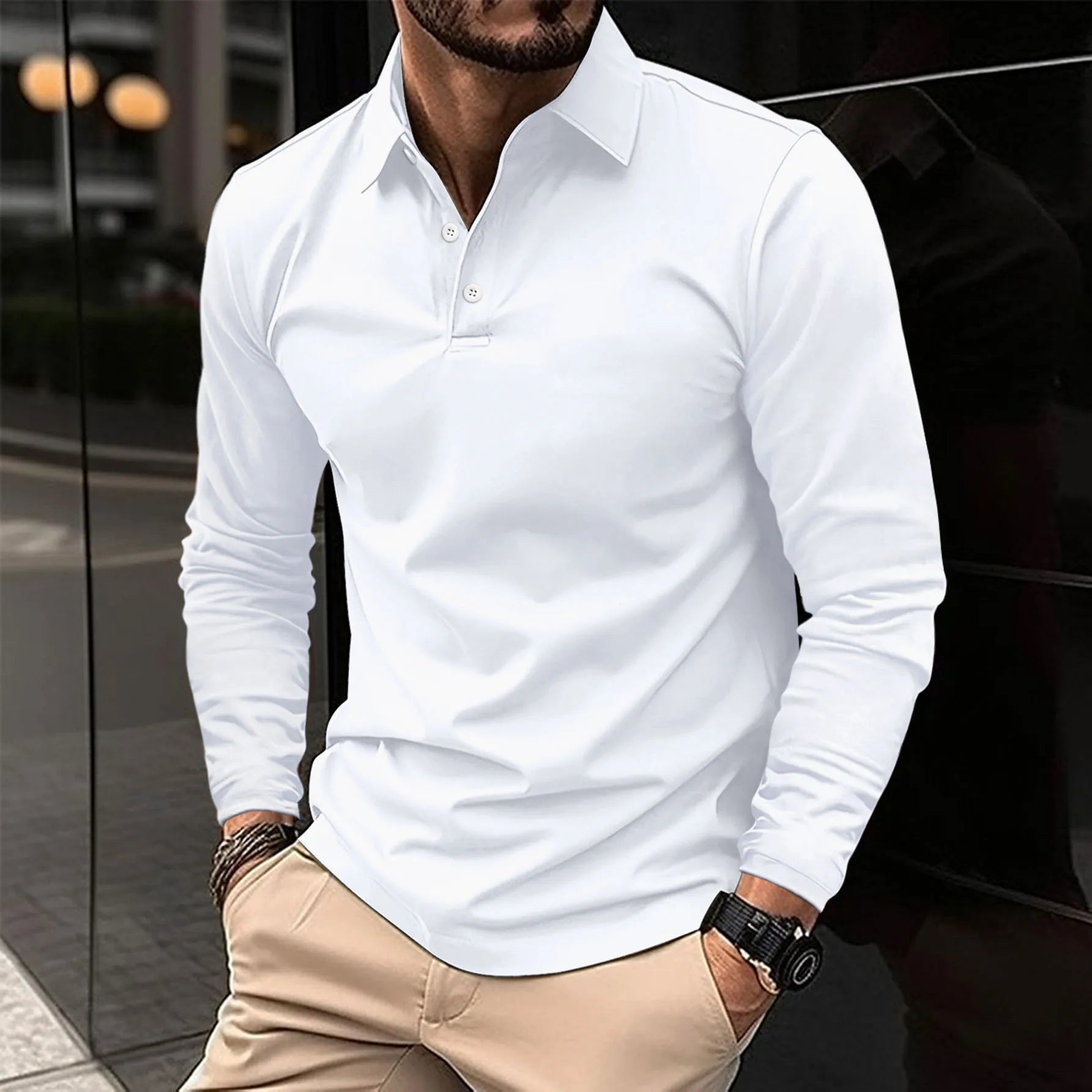 Camisa Polo de Hombre de Corte Slim con Manga Larga | Ideal para Todas las Estaciones