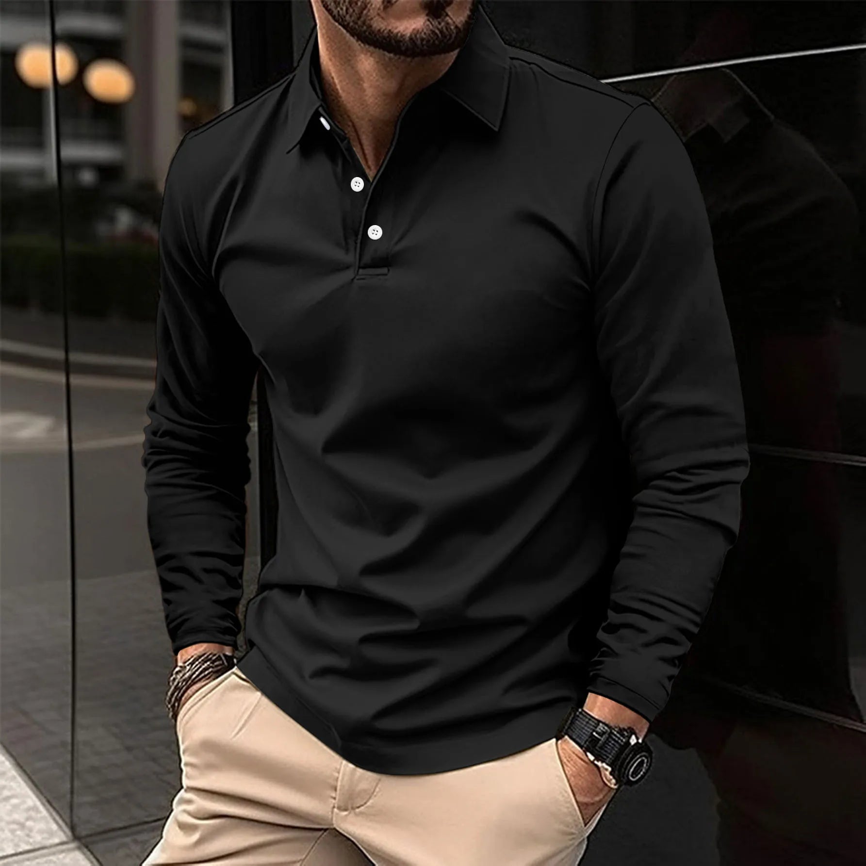 Camisa Polo de Hombre de Corte Slim con Manga Larga | Ideal para Todas las Estaciones
