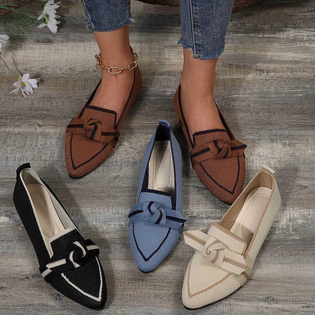 Zapato Casual de Punta Puntiaguda sin Cordones