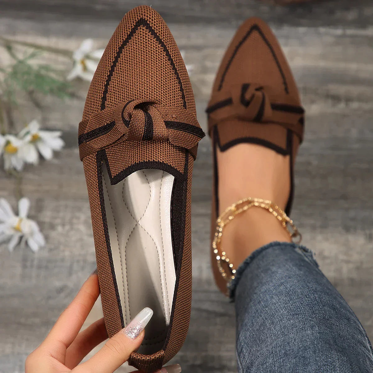 Zapato Casual de Punta Puntiaguda sin Cordones
