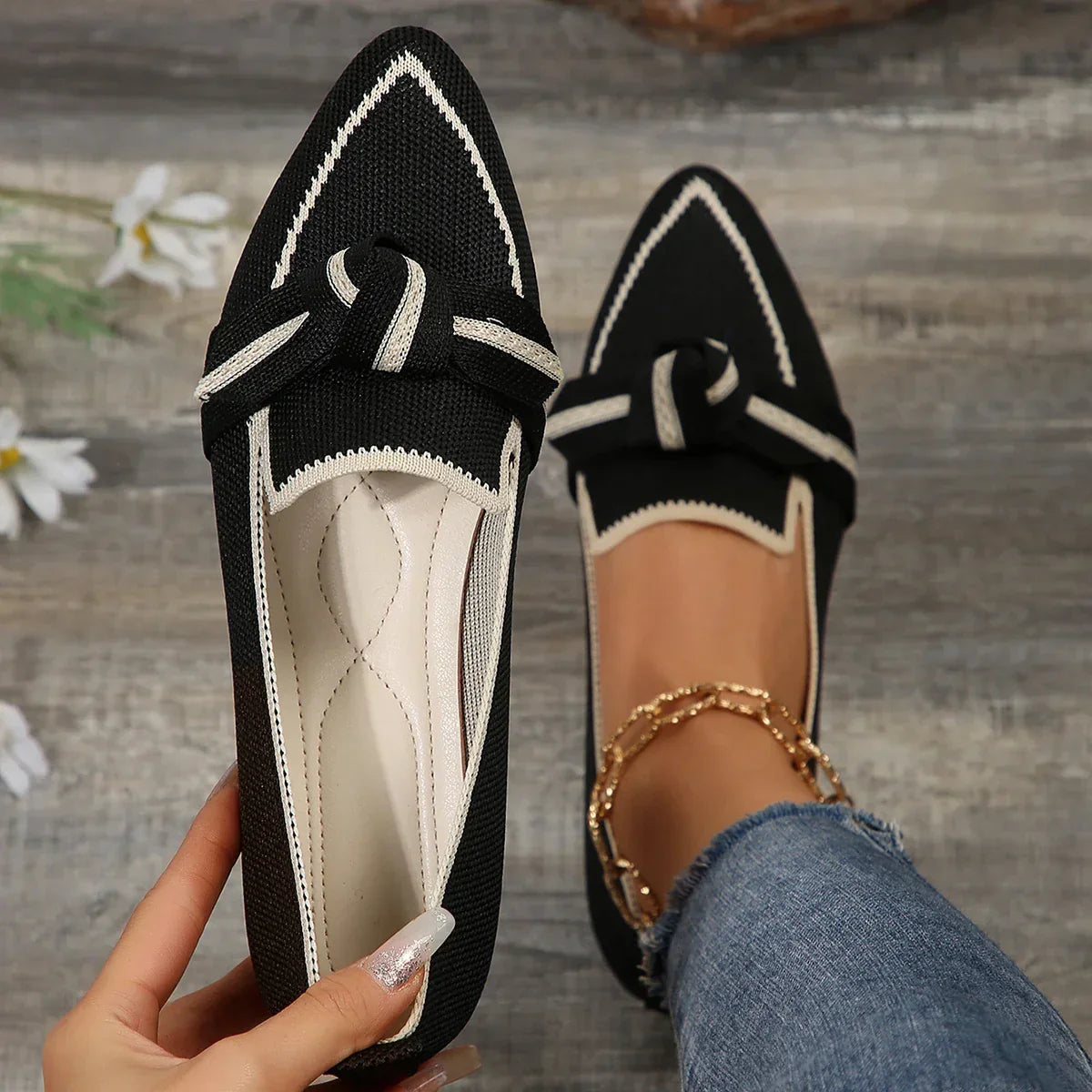 Zapato Casual de Punta Puntiaguda sin Cordones