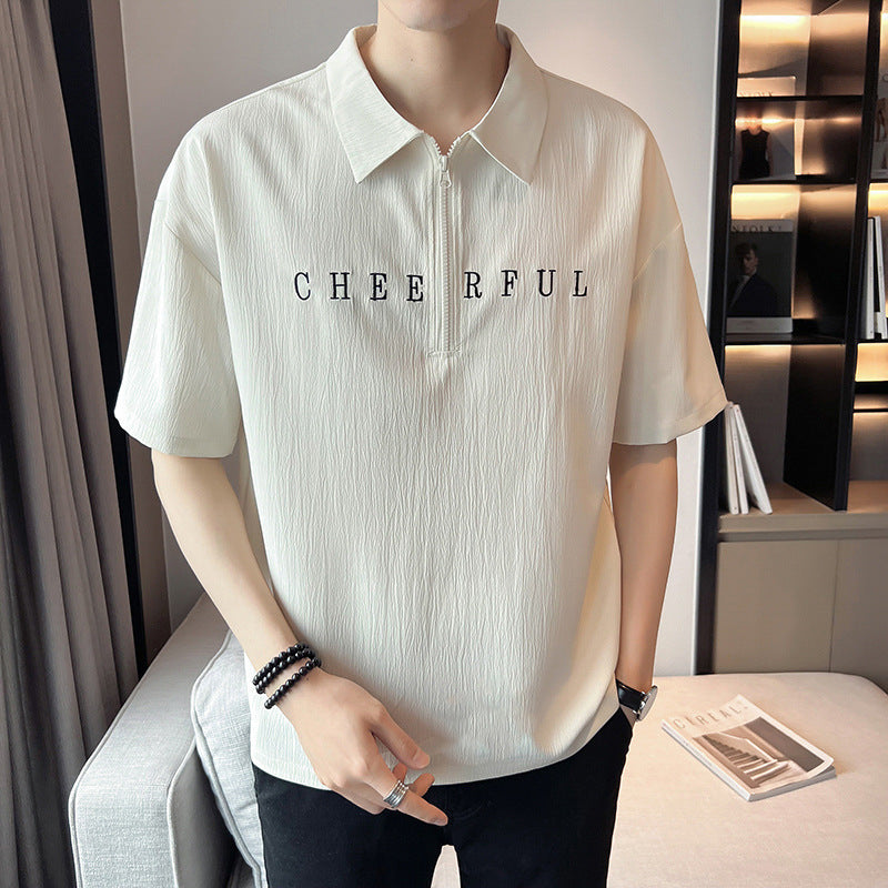 Camisa Polo de Hombre de Manga Corta con Estampado de Letras | Ideal para Verano