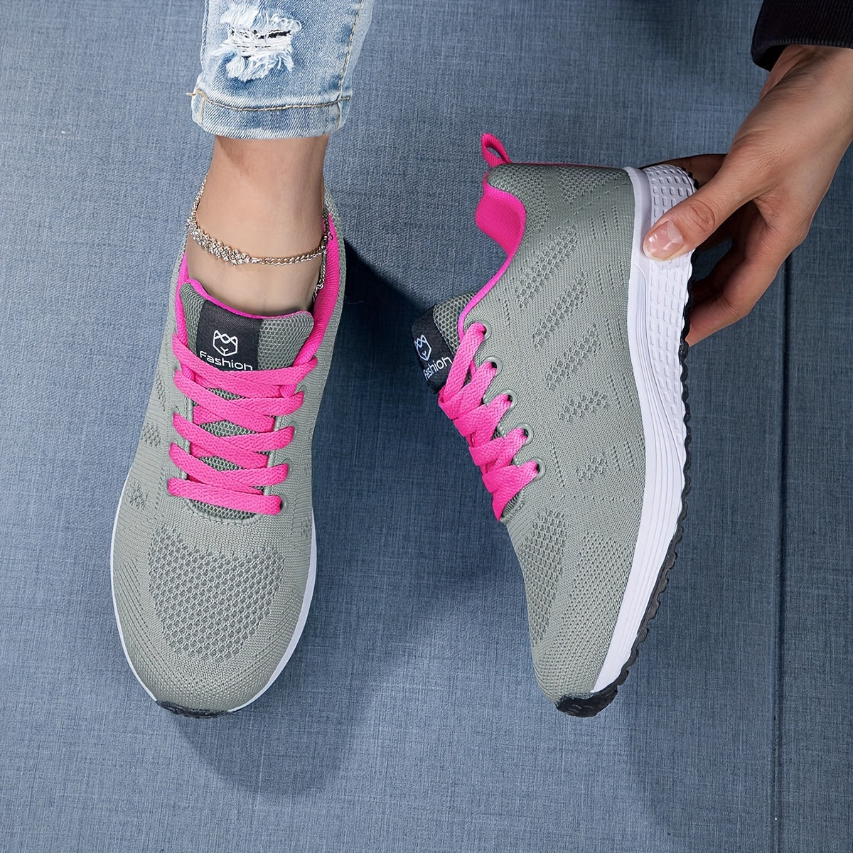 Zapatillas ligeras transpirables de punto con suela acolchada | Ideal para primavera y verano