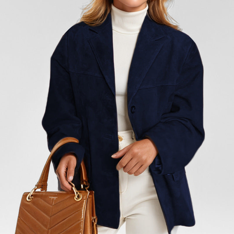 Blazer entallado de cuero para mujer con cierre de botones | Ideal para primavera y otoño