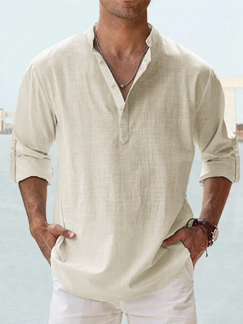 Camisa de Lino Ligera de Hombre con Manga Larga | Ideal para Verano