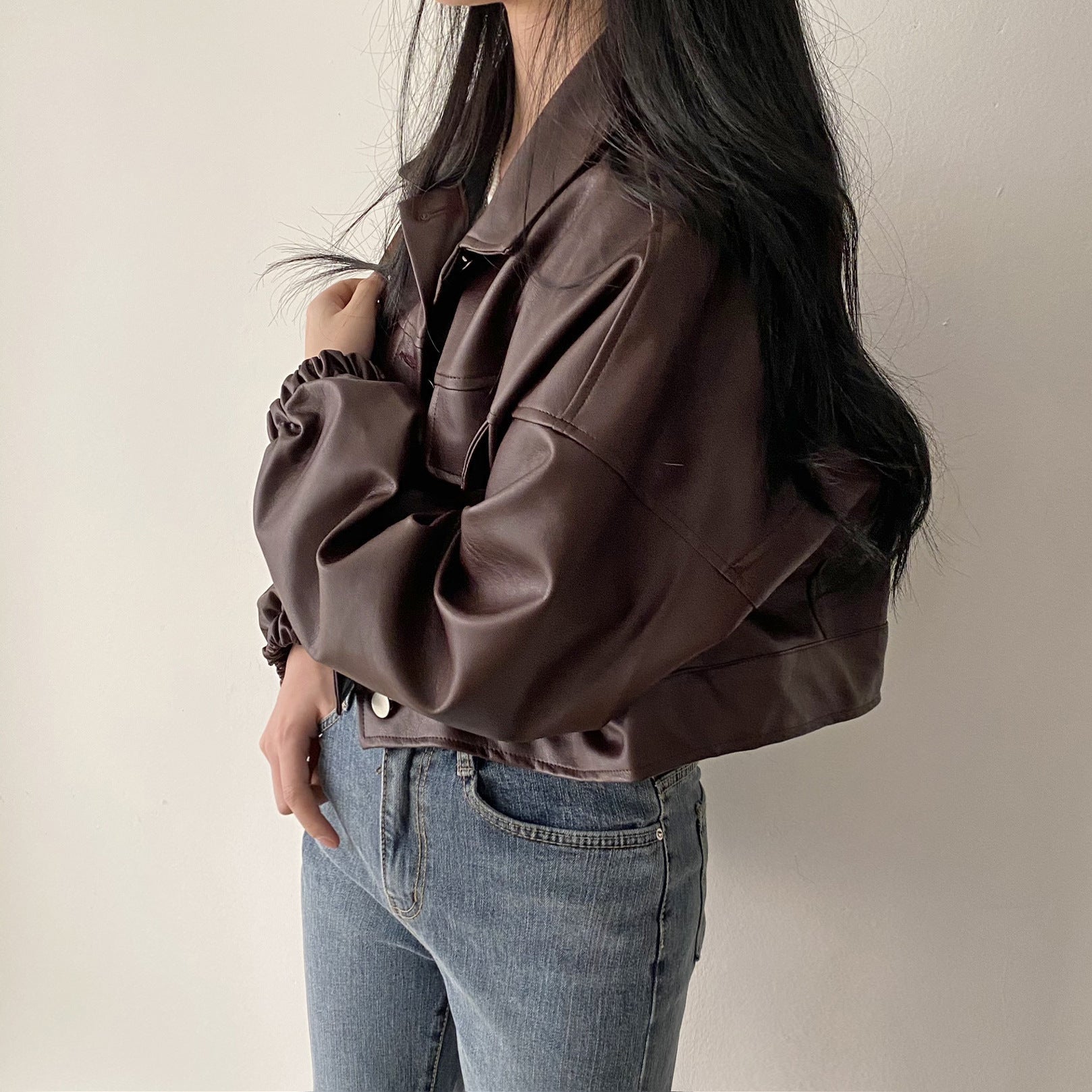 Chaqueta Holgada de Cuero PU | Ideal para Primavera y Otoño