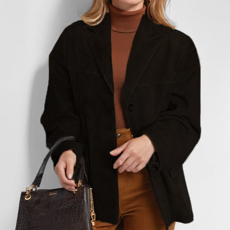 Blazer entallado de cuero para mujer con cierre de botones | Ideal para primavera y otoño