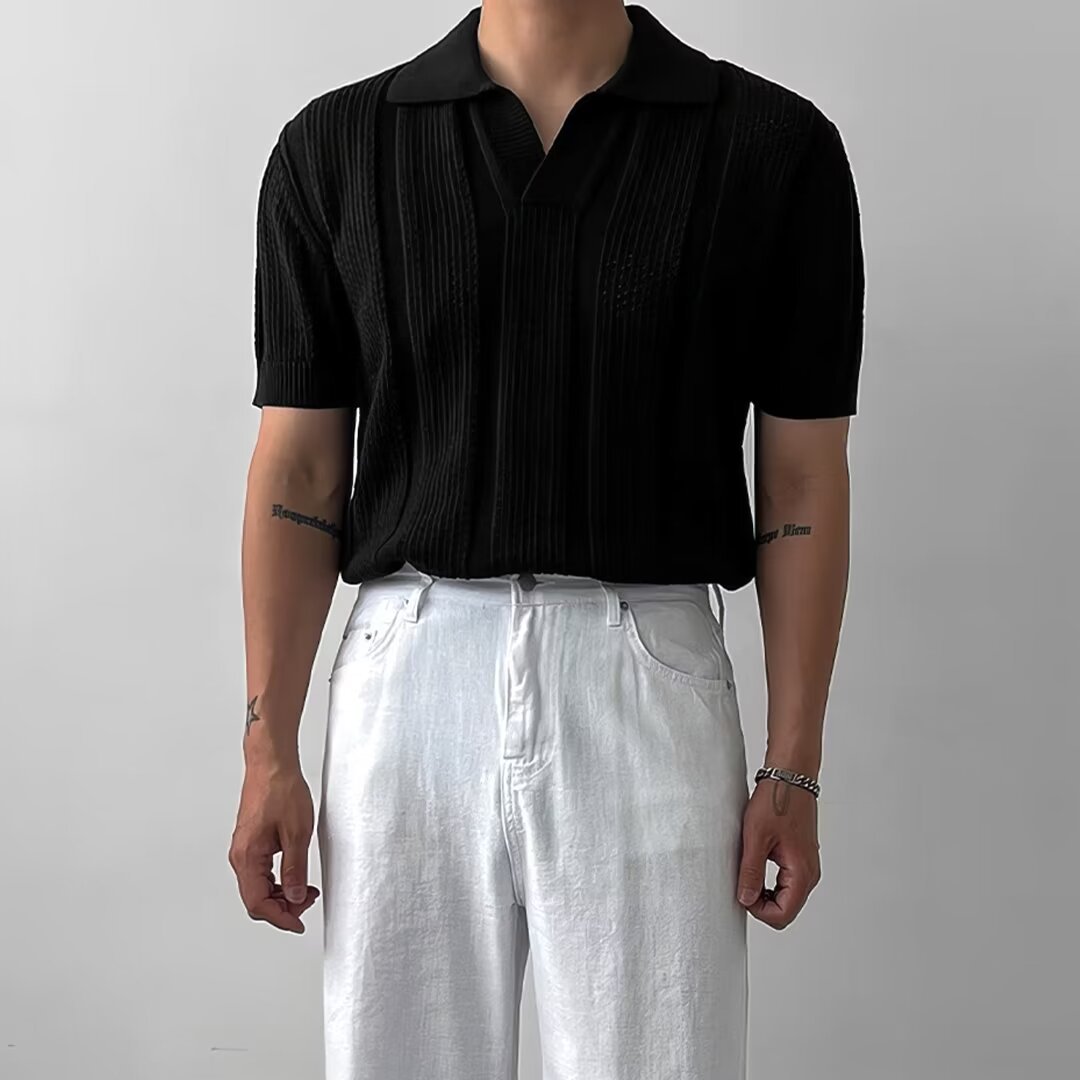 Polo de Malla Tejida de Manga Corta para Hombre | Ideal para el Verano