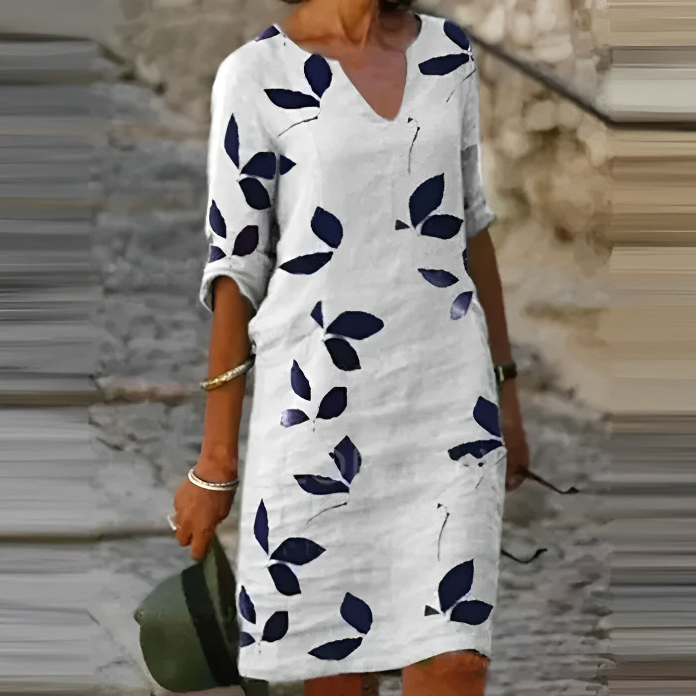 Vestido De Verano Con Estampado De Hojas Y Silueta Fluida | Ideal Para Verano