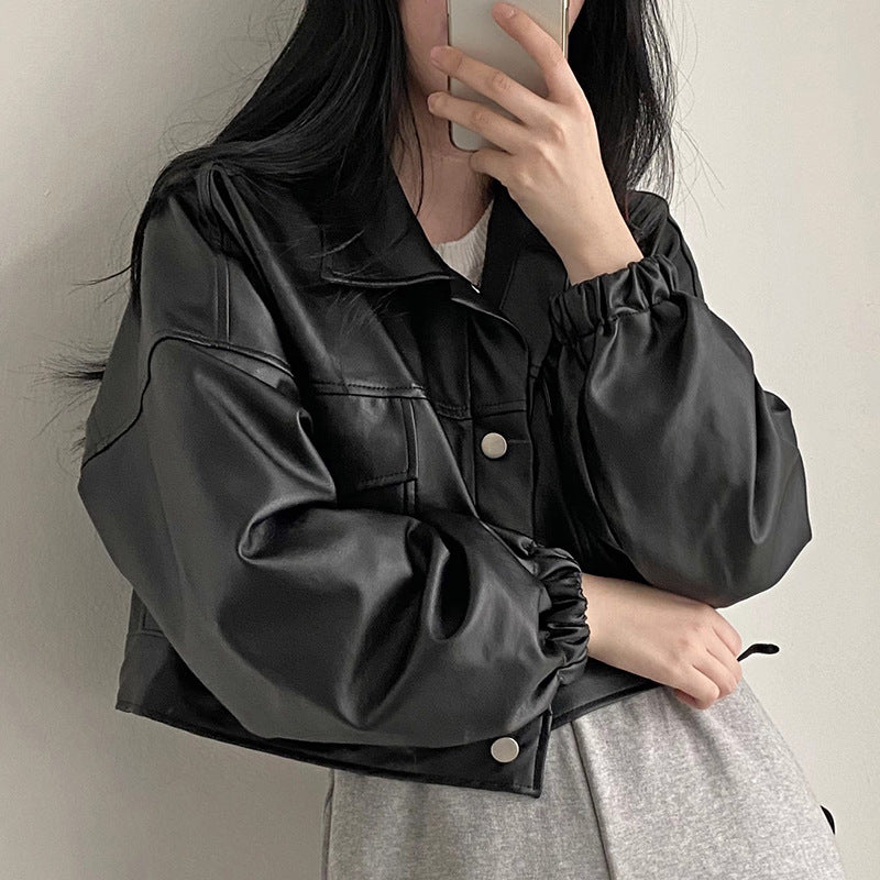 Chaqueta Holgada de Cuero PU | Ideal para Primavera y Otoño