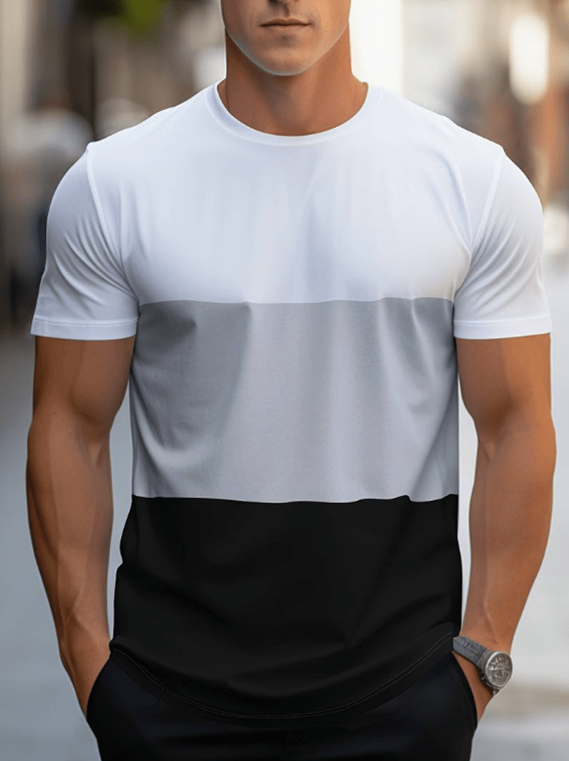 Camiseta de manga corta con diseño de rayas contrastantes