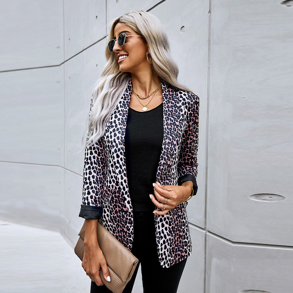 Blazer de Estampado de Leopardo con Corte Holgado | Ideal para Primavera y Otoño