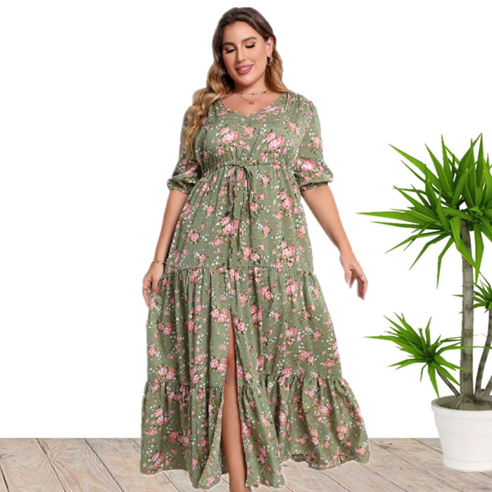 Vestido Holgado Bohemio con Estampado Floral y Mangas Medias | Ideal para Primavera y Verano
