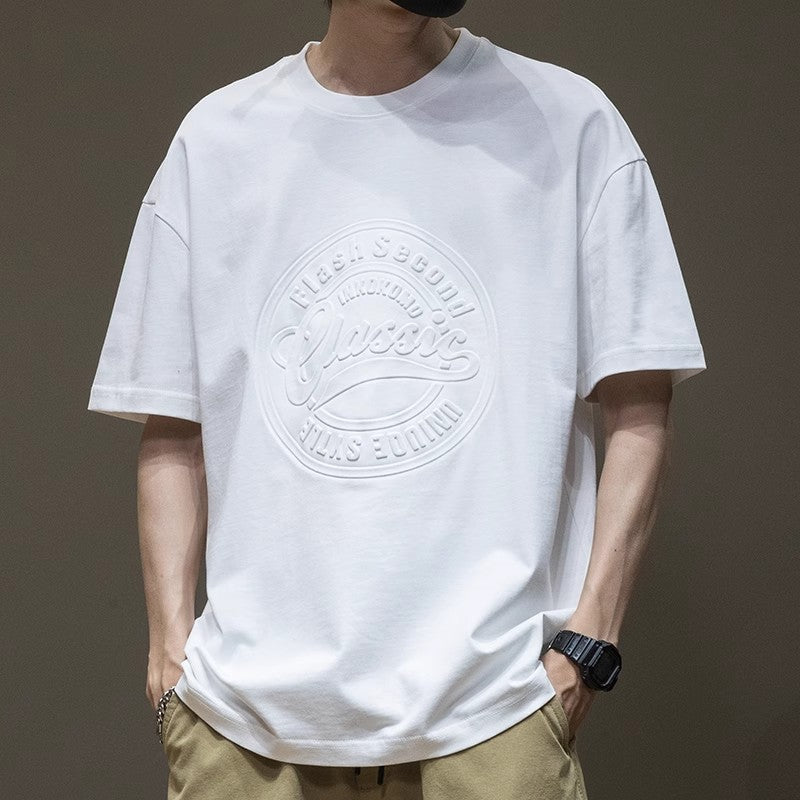 Camiseta Holgada con Cuello Redondo y Estampado de Letras | Ideal para Verano